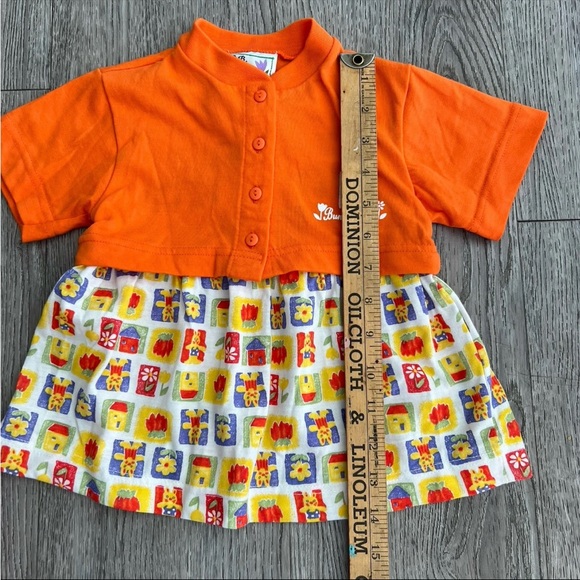 Vintage C.B. Kid Girls Orange Infant Dress Bunny Club 12 month - Picture 5 of 6